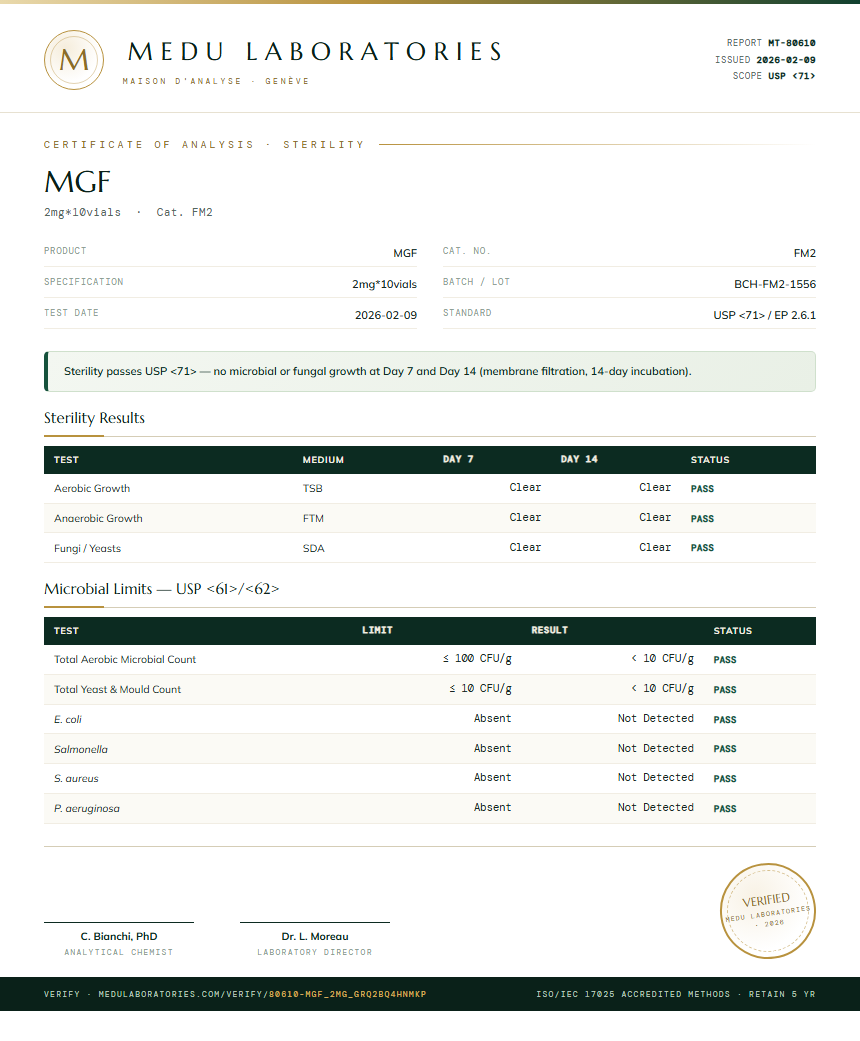 MGF Sterility report by Medutest